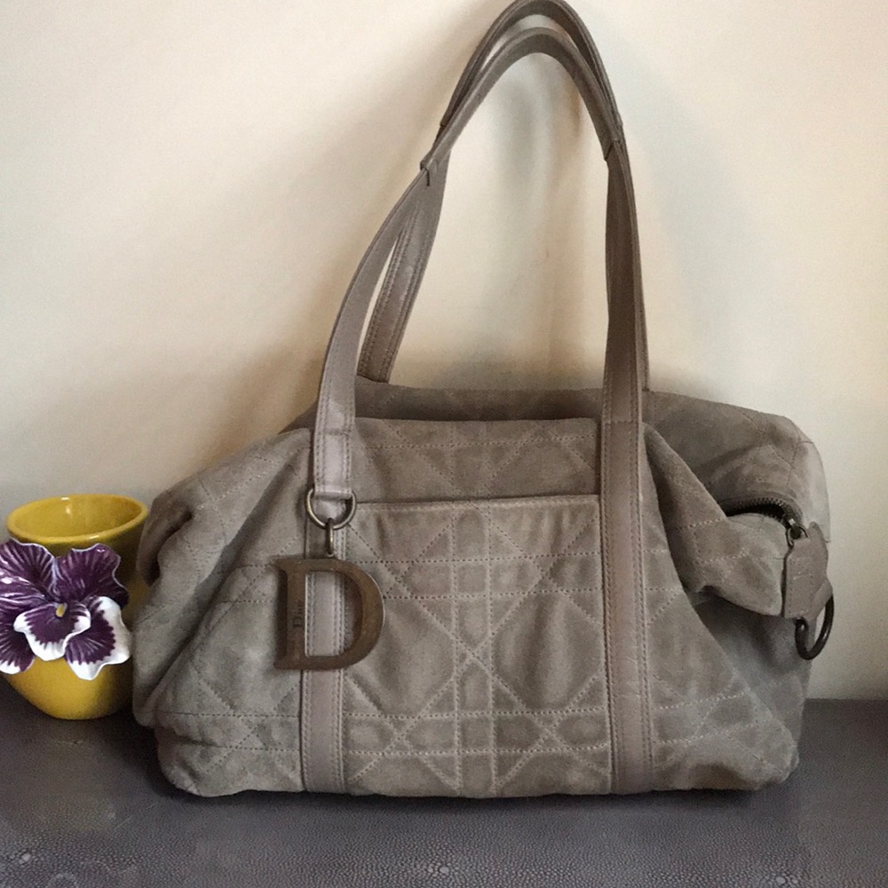 Dior Cannage Tote Quilted Suede